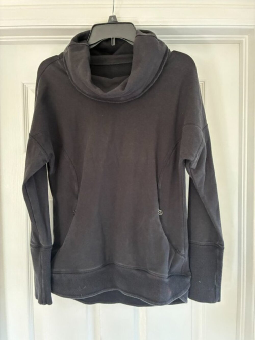 Lululemon Black funnel neck pullover in the scuba style silhouette